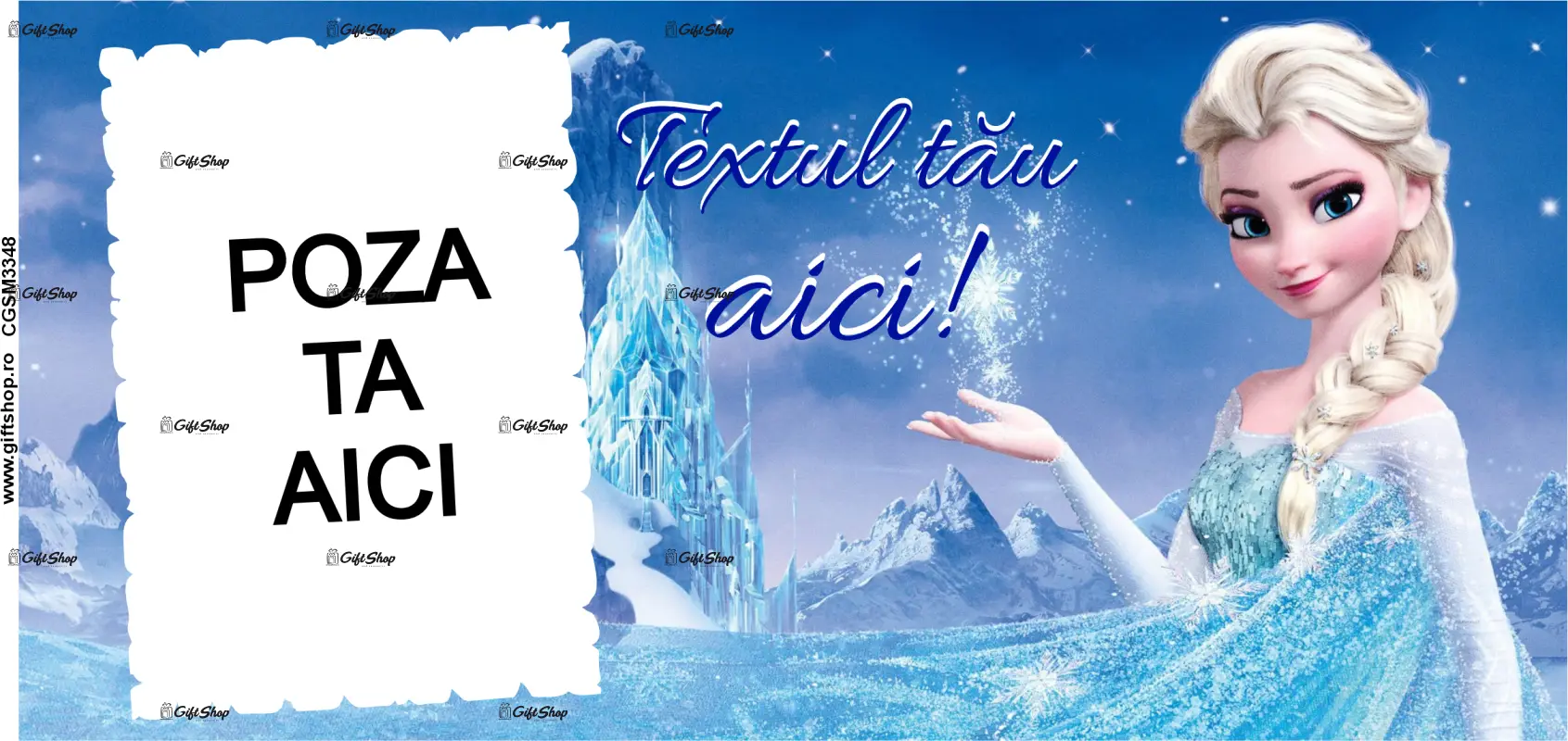 Elsa, frozen, cana personalizata cu poza si text, 330ml, model 3348